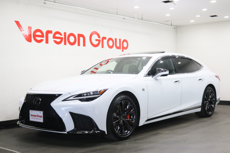 レクサス LS LS500h　Fスポーツ　全国3年保証付　ワンオーナー　サンルーフ　オレンジキャリパー　デジタルインナーミラー　全周囲カメラ　メモリーナビ　フルセグ　HUD　レクサスセーフティ　ETC　ドラレコ　パワーバックドア　20AW