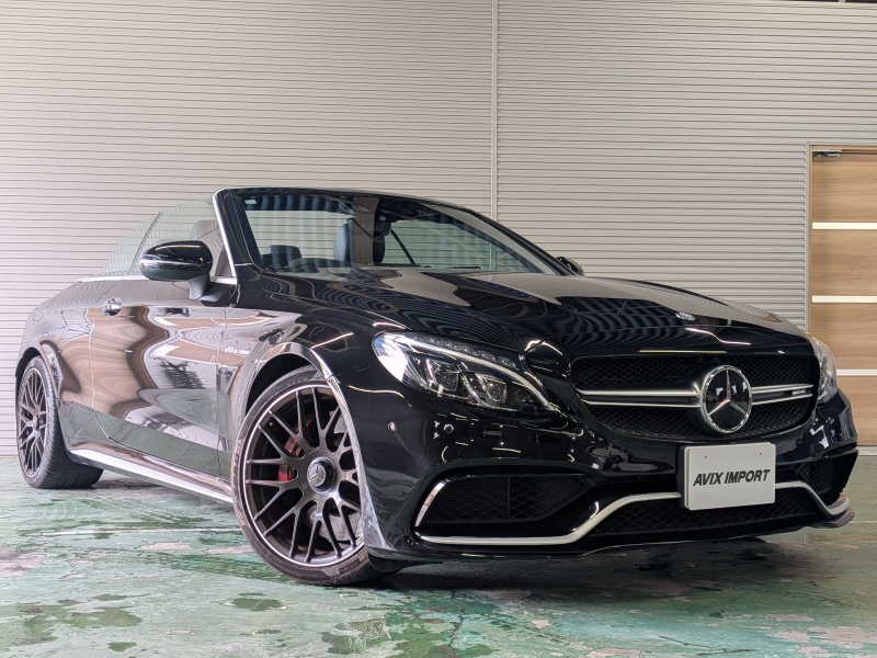 AMG Cクラス C63 S ｶﾌﾞﾘｵﾚ 黒革 ｼｰﾄﾋｰﾀｰ ｴｱｽｶｰﾌ 純正HDDﾅﾋﾞ TV Bｶﾒﾗ PTS Burmester ｻｳﾝﾄﾞ ﾚｰﾀﾞｰｾｰﾌ ACC LKA BSA LEDﾗｲﾄ AMG19ｲﾝﾁAW