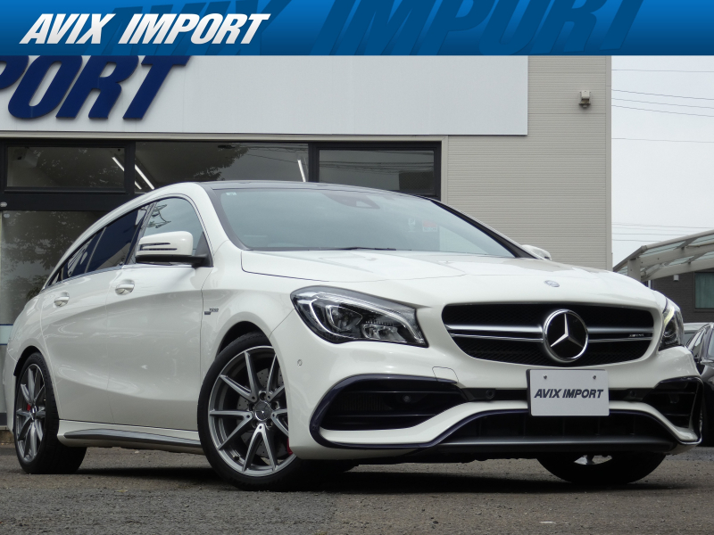 AMG CLAクラス CLA45 4MATIC ｼｭｰﾃｨﾝｸﾞB 後期型 ﾊﾟﾉﾗﾐｯｸR 黒革 ｼｰﾄﾋｰﾀｰ 純正HDDﾅﾋﾞ地ﾃﾞｼﾞ Apple CarPlay Bｶﾒﾗ＆PTS LEDﾗｲﾄ ｱﾝﾋﾞｴﾝﾄﾗｲﾄ ﾚｰﾀﾞｰｾｰﾌﾃｨPKG 赤ｷｬﾘﾊﾟｰ 純正18ｲﾝﾁAW