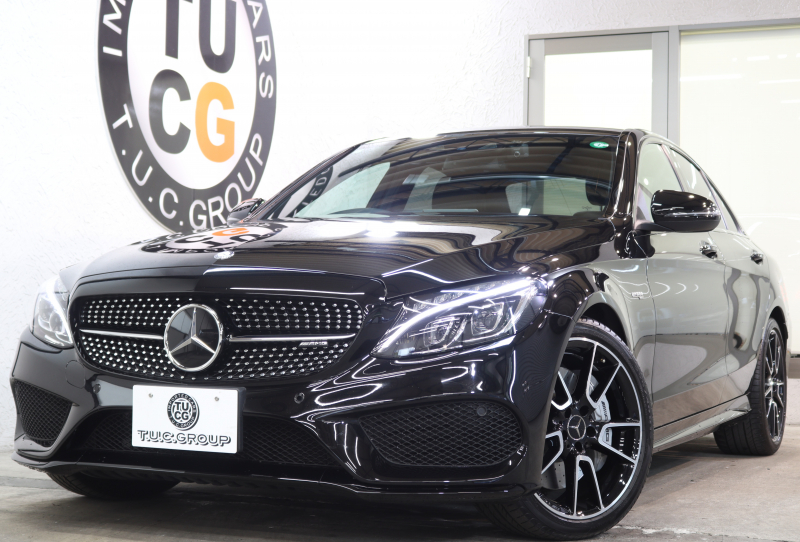 AMG Cクラス C43 4MATIC ｴｸｽｸﾙｰｼﾌﾞ&ﾚｰﾀﾞｰｾｰﾌﾃｨPKG　中期 ｷｰﾚｽｺﾞｰ 黒本革 ﾍｯﾄﾞｱｯﾌﾟD HDDﾅﾋﾞTV BT音楽 ﾌﾞﾙﾒｽﾀｰ ﾊﾞｯｸｶﾒﾗ PTS LEDﾗｲﾄ ﾊﾝｽﾞﾌﾘｰA AMG専用装備&ﾁｭｰﾆﾝｸﾞ 9AT　2年保証