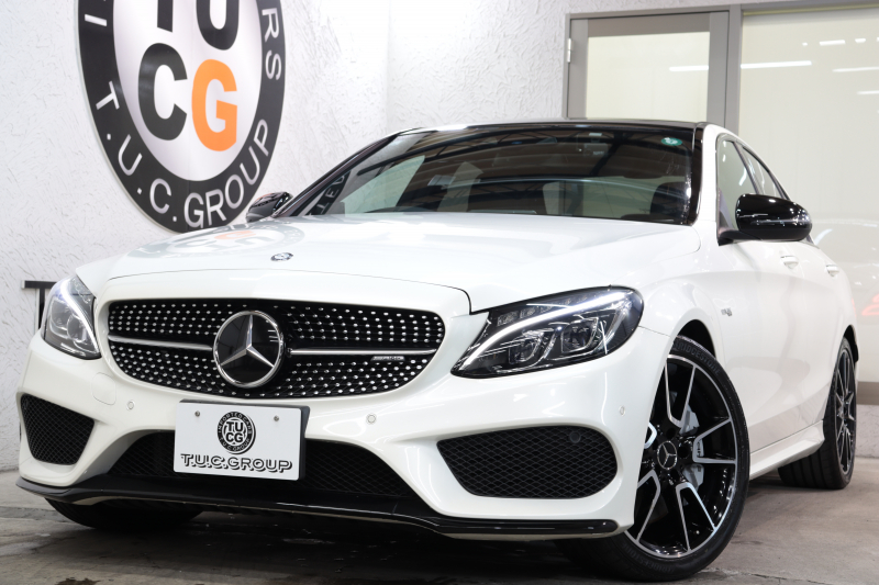 AMG Cクラス C43 4MATIC ｴｸｽｸﾙｰｼﾌﾞ&ﾚｰﾀﾞｰｾｰﾌﾃｨPKG　ｷｰﾚｽｺﾞｰ 黒本革 ﾊﾟﾉﾗﾏSR HDDﾅﾋﾞTV&ｷｬﾝｾﾗｰ BT音楽 ﾌﾞﾙﾒｽﾀｰ Bｶﾒﾗ PTS LEDﾗｲﾄ ﾊﾝｽﾞﾌﾘｰA AMG専用装備&ﾁｭｰﾆﾝｸﾞ 9AT　2年保証