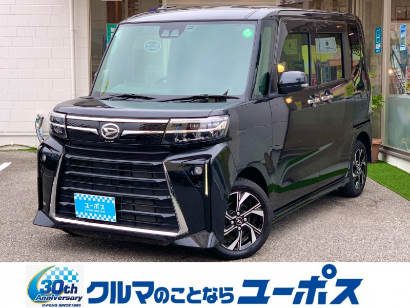 ダイハツ タントカスタム X　OP10年保証対象車　ハーフレザーシート　ドライブレコーダー　コーナーセンサー　衝突被害軽減ブレーキ　純正ナビ　オートLEDヘッドライト　オートハイビーム　シートヒーター　純正14インチアルミホイール