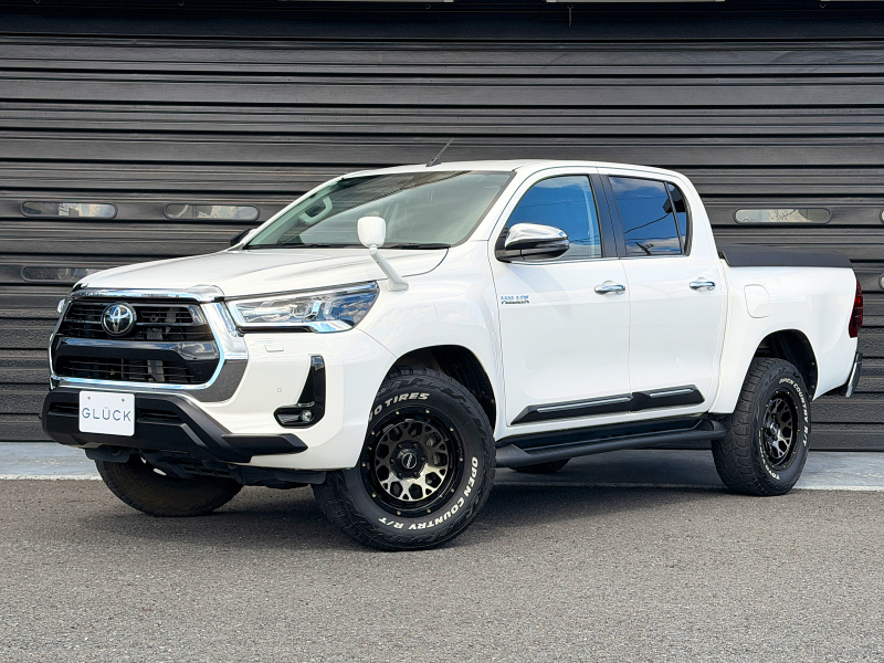 トヨタ ハイラックス 4ドア2.4Zディーゼルターボ 4WD 1オーナー 禁煙車 インテリアビューミラー Ray's17インチAW バックカメラ 前後ドラレコ コーナーセンサー デジタルTV CD/DVD再生 Bluetooth接続 スマートキー ACC ダンパー付きトノカバー 電格ミラー ETC