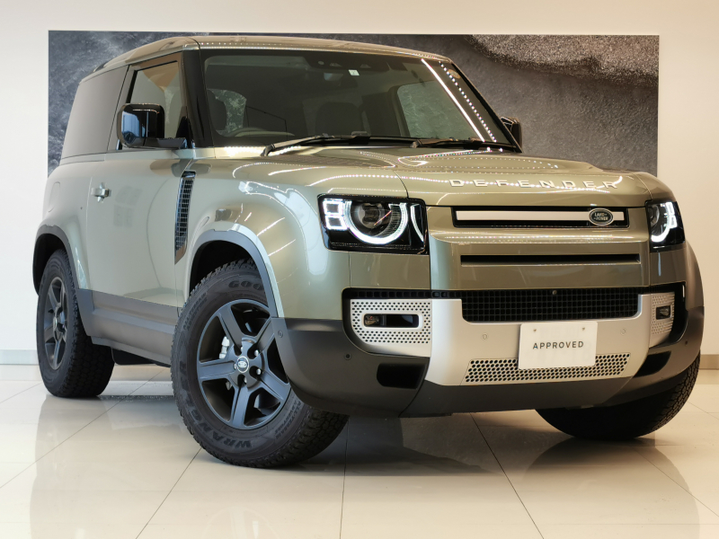 ランドローバー ディフェンダー 90S2.0L P300 エアサスペンション　スライディングパノラミックリーフ　18インチスタイル5094AW 電子制御エアサスペンション アダプティブダイナミクス カーキグレインレザーシート セミ電動パワーシート クロスカービームホワイトパウダーコートフィニッシュ