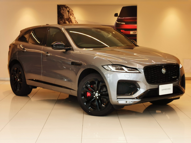 ジャガー F-PACE RダイナミックHSE 2.0L P400e AWD 1オーナー 茶革シート サンルーフ フロントシートヒーター＆クーラー＆マッサージ 21インチアルミホイール ブラックエクステリアパック ステアリングヒーター ワイヤレスデバイスチャージング